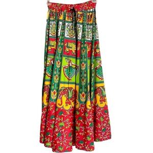 Source Unknown Vibrant Elephant Print A-Line Skirt
